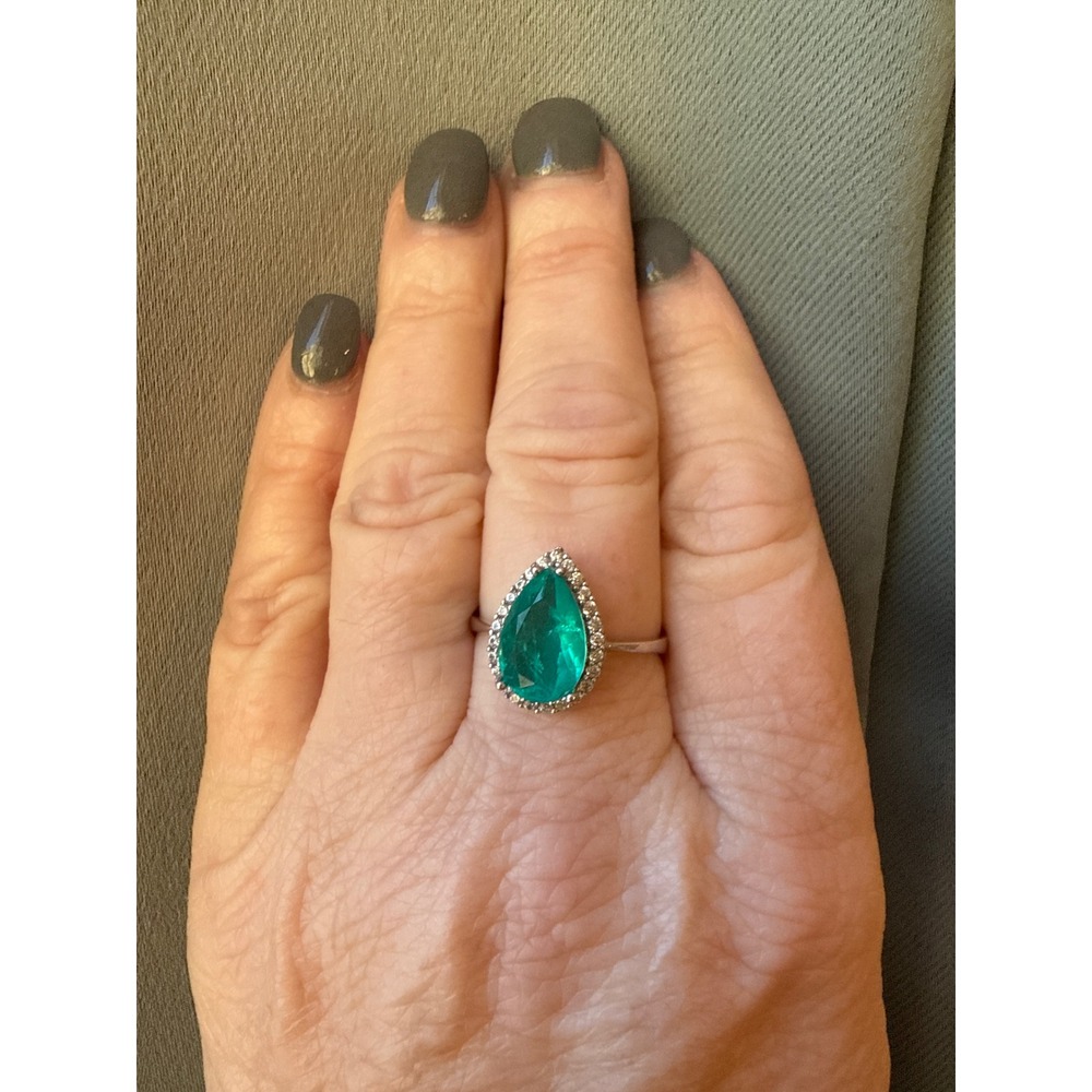 Sterling‎ silver 925 Teal Cocktail Ring Size 9